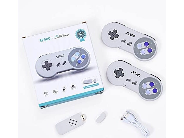 &+ CONSOLA PORTATIL MINI ARCADE 1500 JUEGOS + 2 JOYSTICK WIRELESS SF900